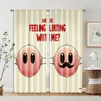 2pcs, Print Curtains 2D print game controller1 Durable 100% Polyester Fabric (without rod) Thermal Insulation, and Room 2