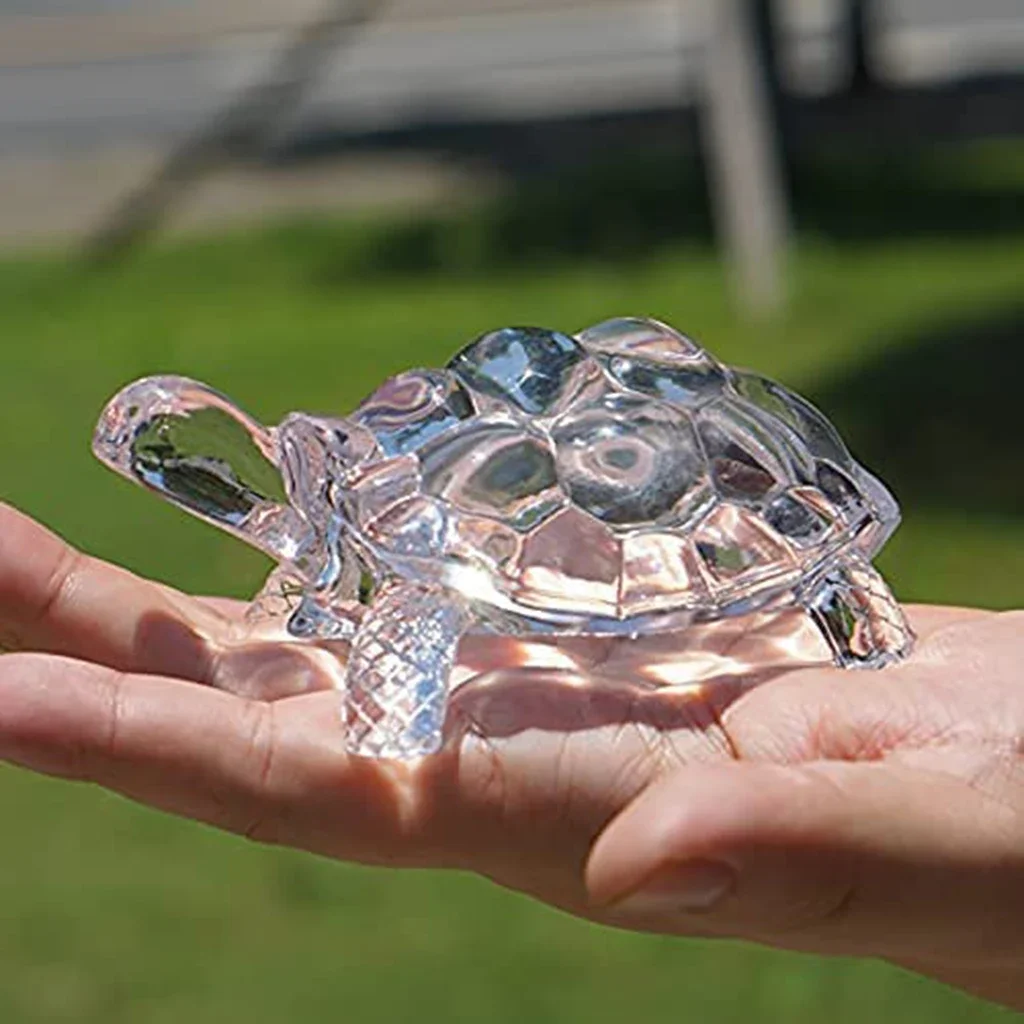 

Feng Shui Ornament Crystal Turtle Figurine Miniature Tortoise Statue Chinese Lucky Home Office Desk Decoration