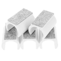 U - shaped Non - Slip Noise - Reducing Furniture Pads - Durable Felt Floor Protectors for Chair Legs (Set of 5) (White)