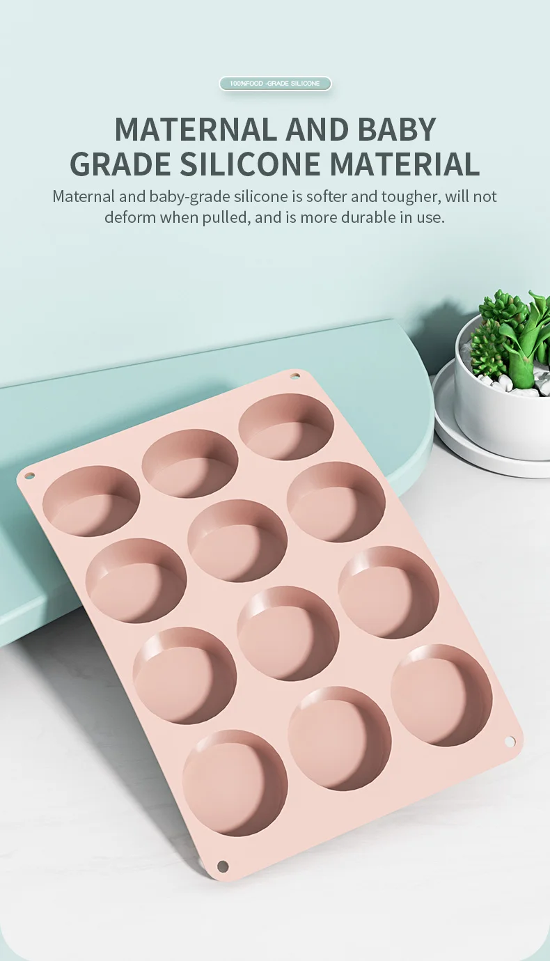 Silicone Round Mold 12 Holes Mini Muffin DIY Cookies Fondant Baking Pan Non-Stick Pudding Cake Molds Chocolate Baking Tools