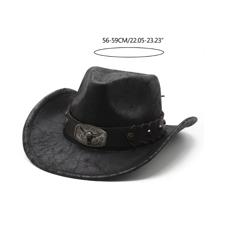 Thicken Western Cowboy Hat with Hat Band Rolled Brim Wear Resistant Cowboy