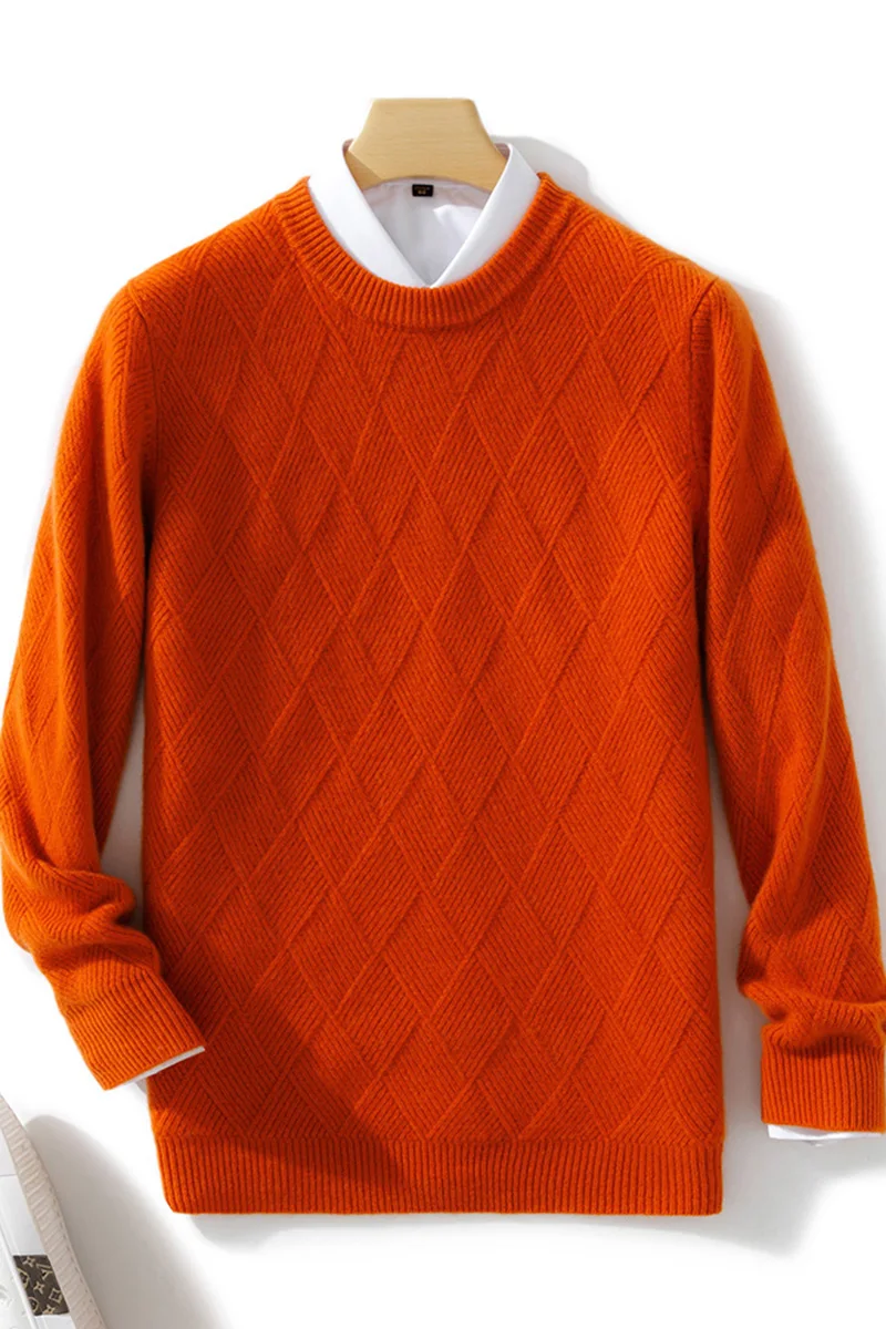 Soft 100% Merino Wool Long Sleeves O-Neck Sweater Pullover Cashmere Casual Comfortable Solid Color Warm Fashion Clothing Top