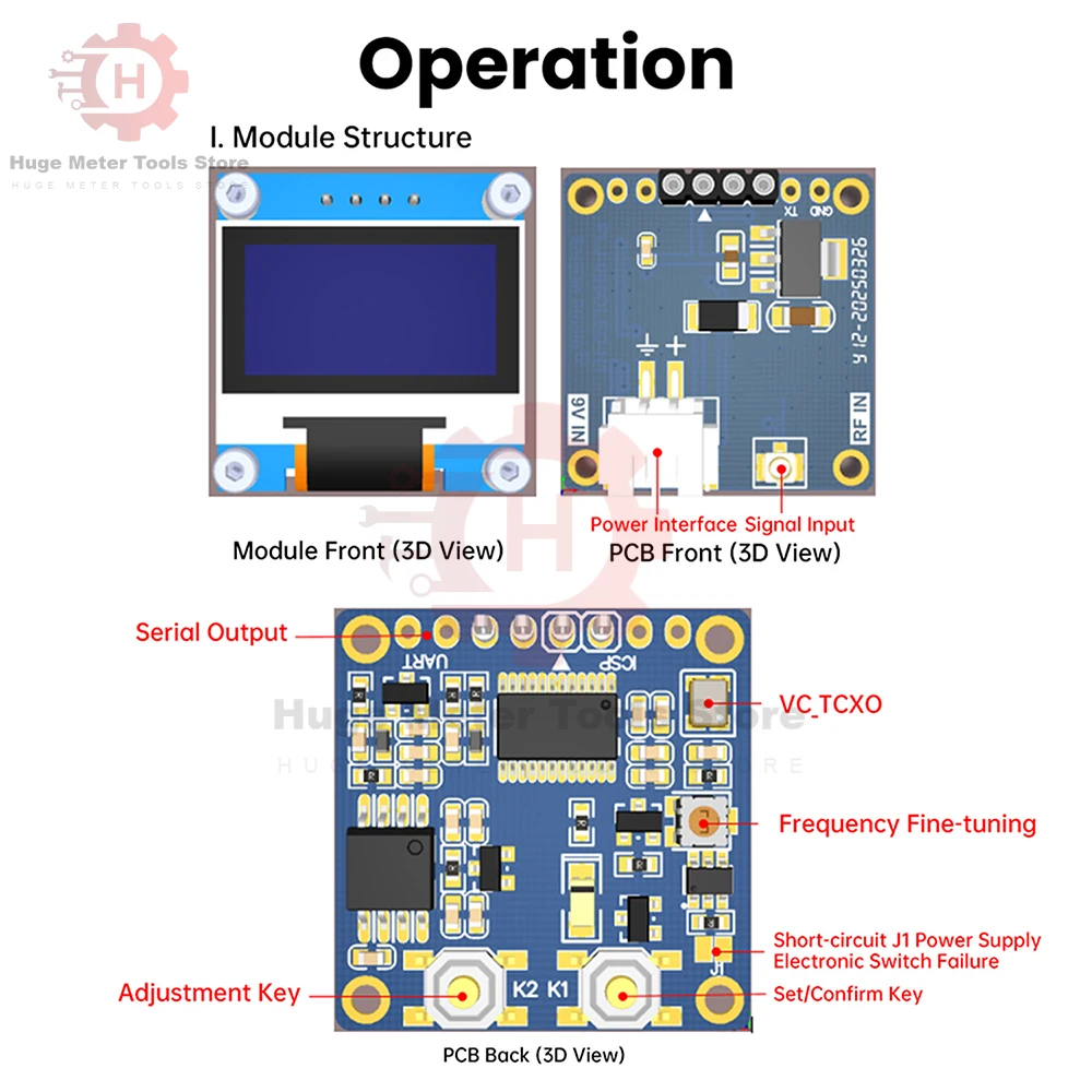 Modulo di visualizzazione della frequenza OLED DC 8-10V da 0,96 pollici Contatore di frequenza da 20 MHz-2,7 GHz con misuratore di frequenza del segnale digitale RF - immagine 4