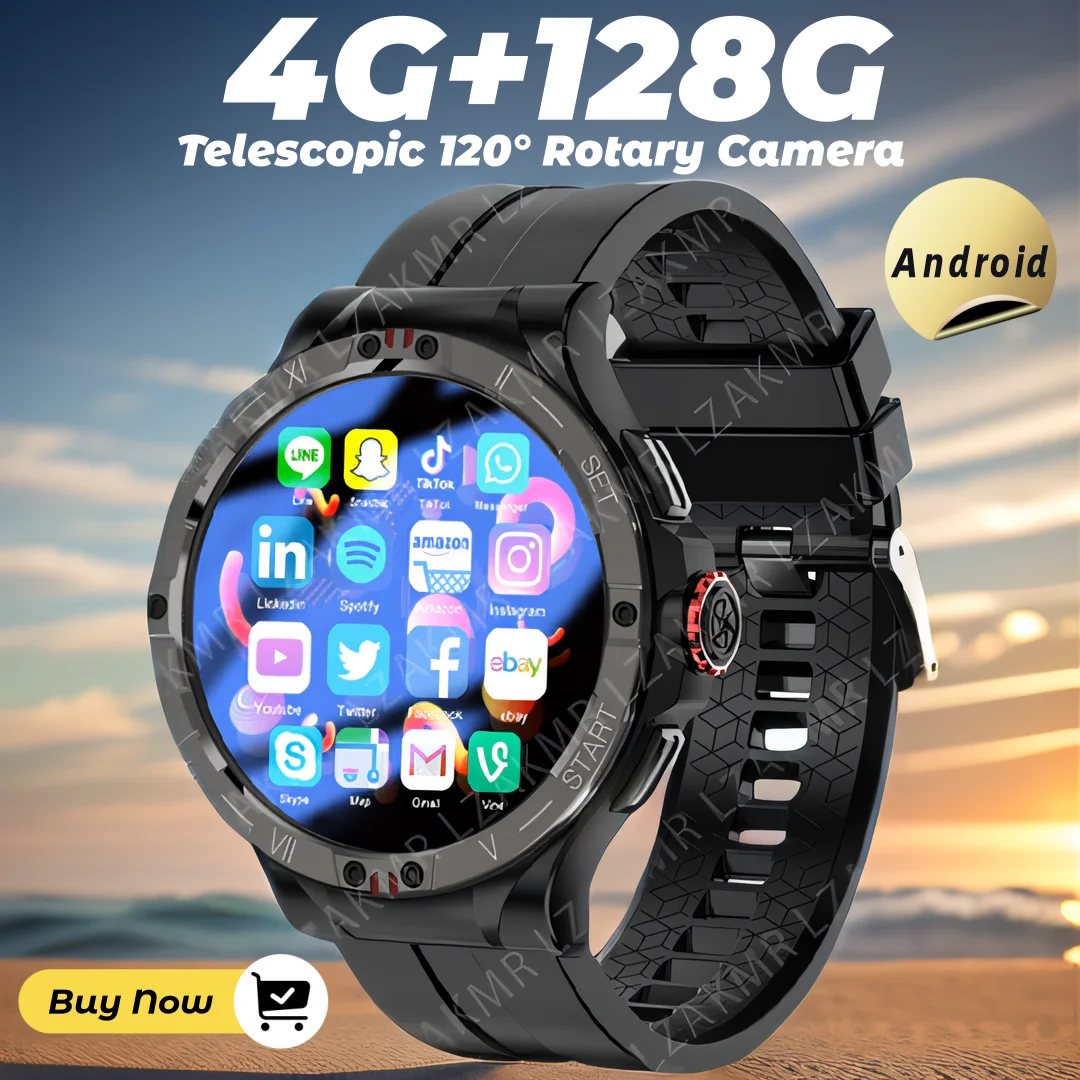 

NEW Generation Upgrade Chip V10 Smart Watch Men 4G+128G 1.43" Screen Android 9 GPS Telescopic 120° Rotary Camera Smartwatch