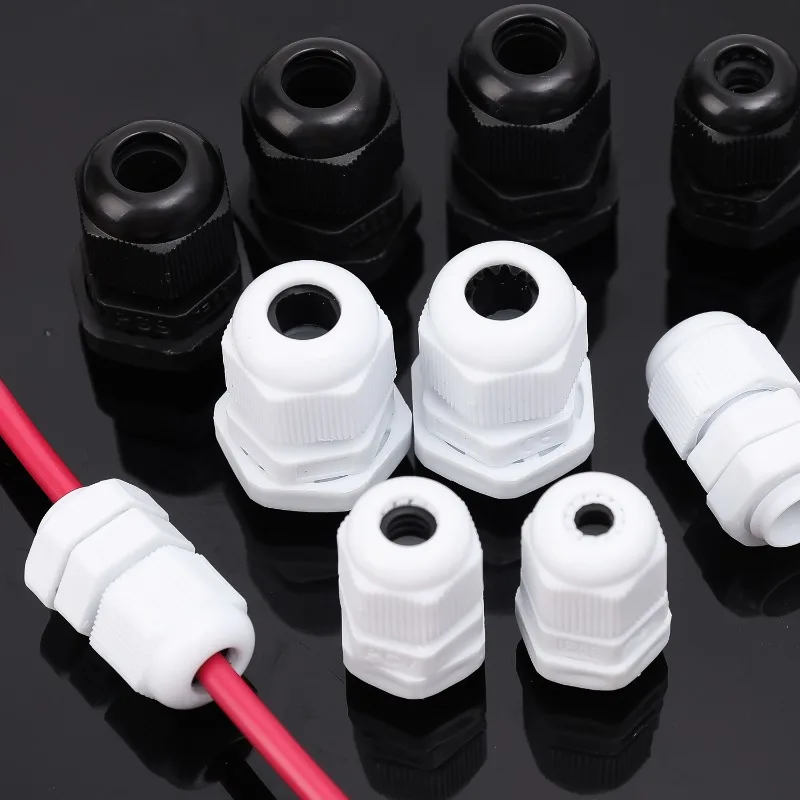 Waterproof Nylon Cable Gland Connector with Adjustable Locknut and Strain Relief Joint, IP68 Rated