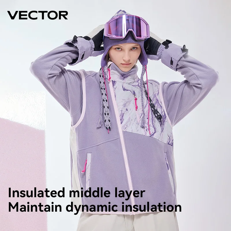 VECTOR Men and Women Fleece Vest Mid Layer Warm Quick Drying Ski Outdoor Sports Skiing Hiking ski protective clothing