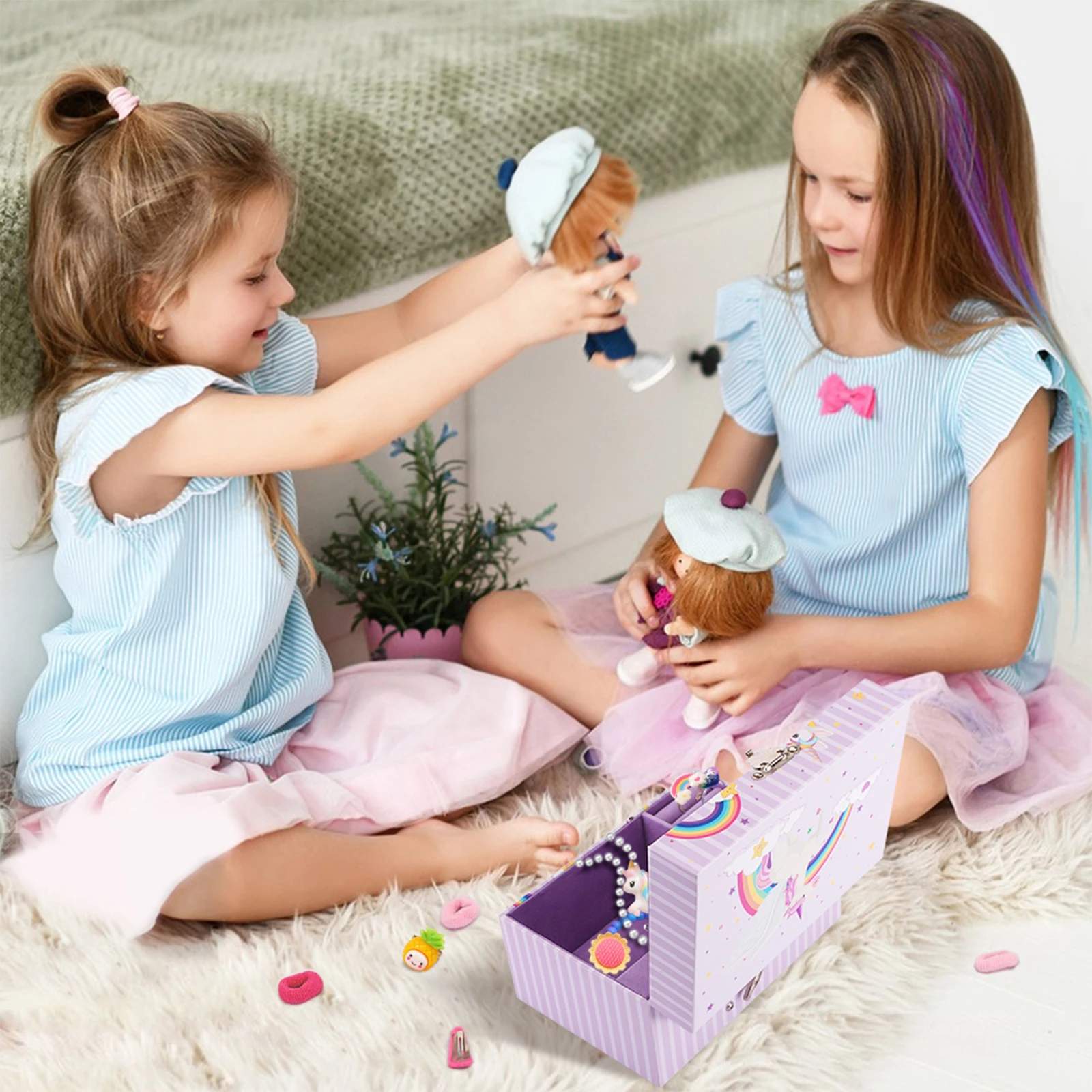Unicorn Music Box Girl's Jewelry Storage Box with Rotating Unicorn Ballet Bedroom Decoration Birthday Christmas Gifts for Kids 4