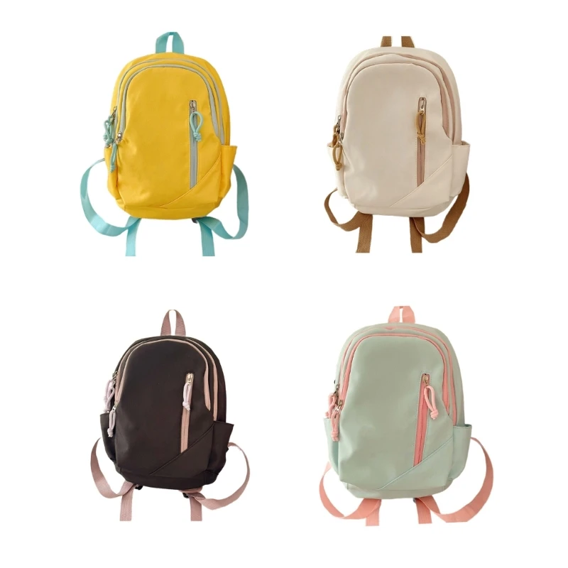 

Korean Women Girl Contrast Color Backpack Large Capacity Zippered School Bag Book Bag for Everyday Use Travel
