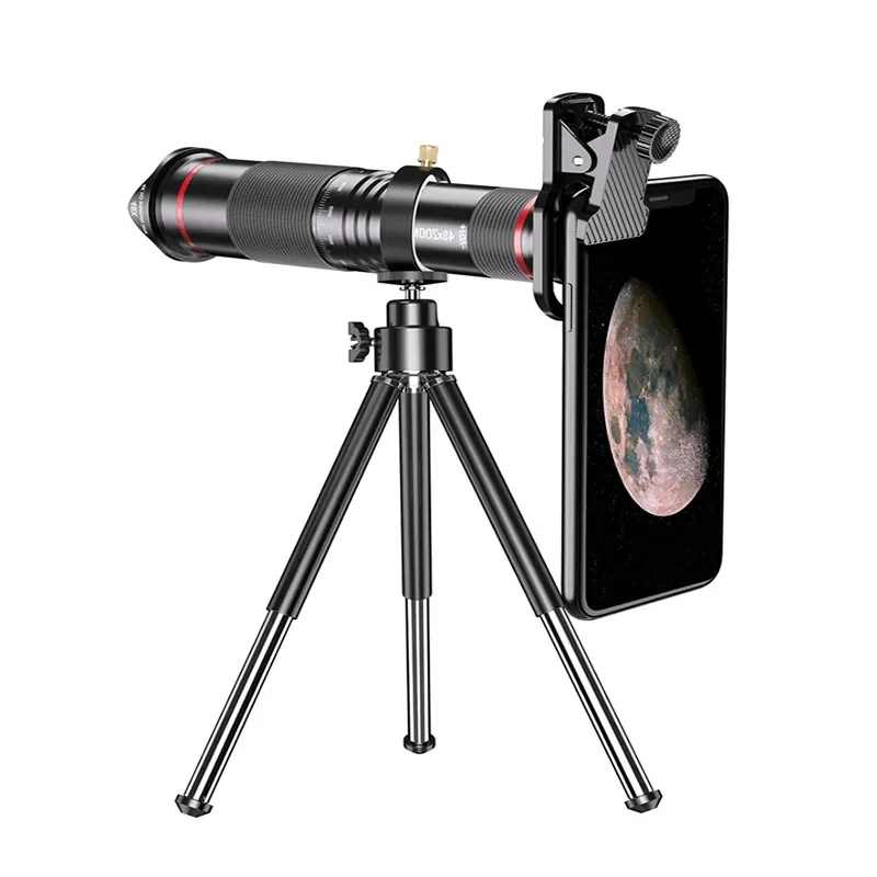 

48x Super Telephoto Zoom Mobile Phone Lens Powerful Monocular Metal Telescope Mobile HD Telephoto Lens with Tripod for Camping