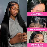 Perruques lisses en cheveux naturels 13x4 13x6 avec dentelle frontale, densité 180%, pré-épilées, pré-coupées, sans colle 6x4, pour femmes, Bling Hair 2
