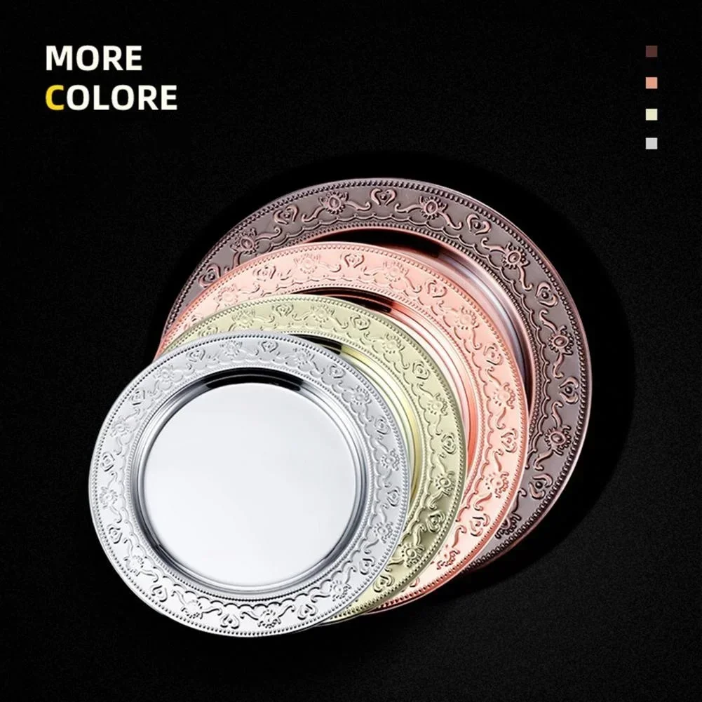 7 Stackable Dinner Mirror Plate Polish Stainless Western Steel Steak Serving Kitchen Dish Gadget Prato