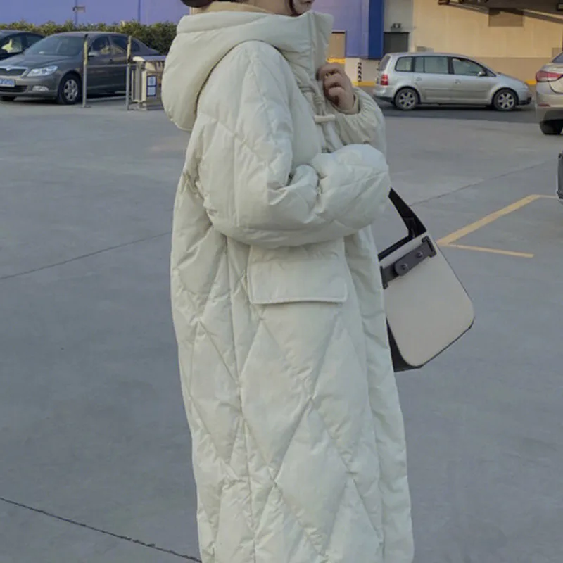 Pink Down Fur Hood Puffy Puffer Jacket Outwear Student Female Winter