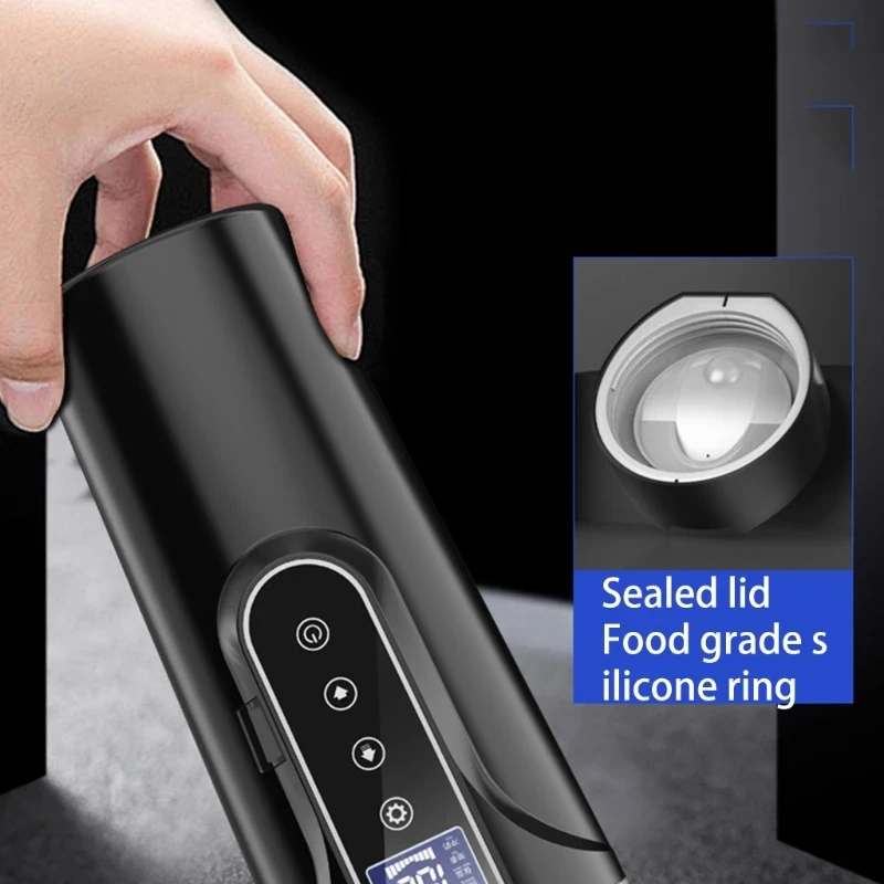 12V/24V/220V LED Portable Car Electric Kettle Outdoor Travel Heated Insulated Coffee Pot Home Stainless Steel Milk Thermos Cup 4