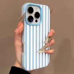 Coperchio per telefono 2-in-1 a forma di cuore bianco striato Y2K