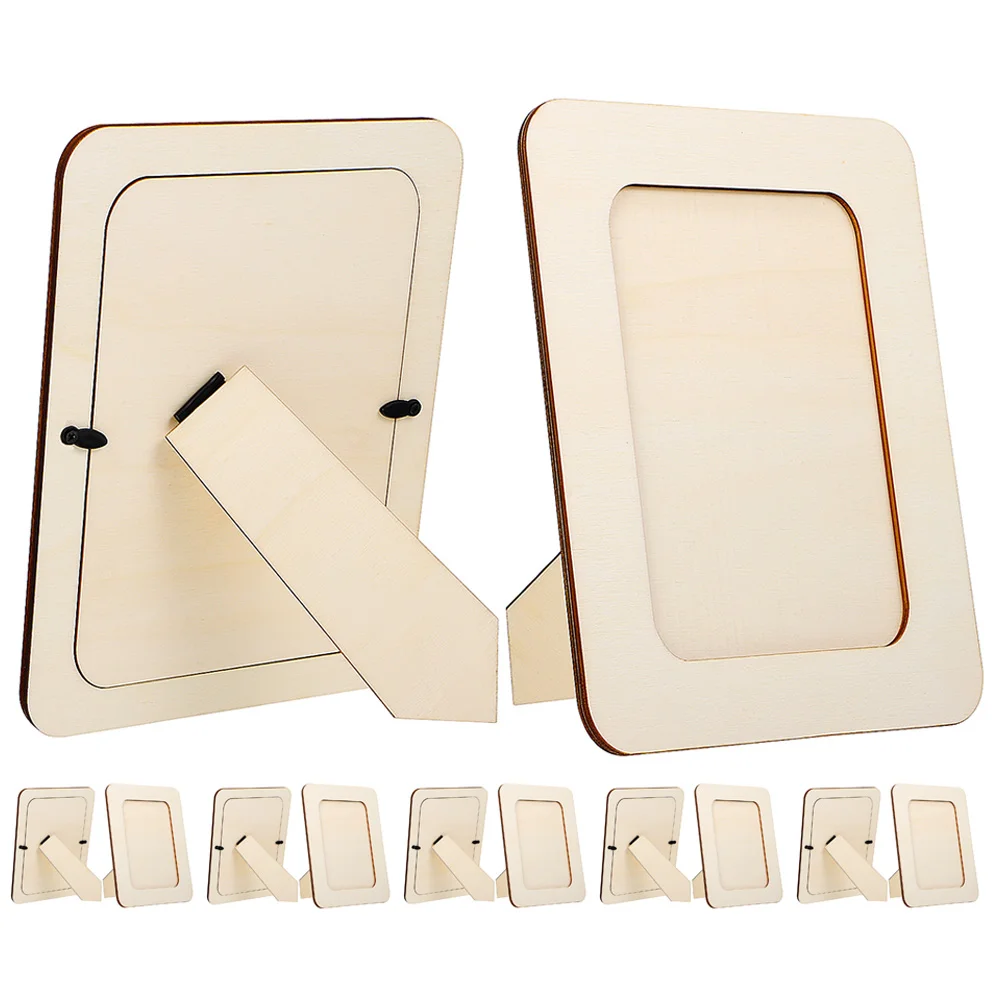

12Pcs Wooden DIY Photo Frame Unfinished Wooden Picture Frame Desktop Decoration
