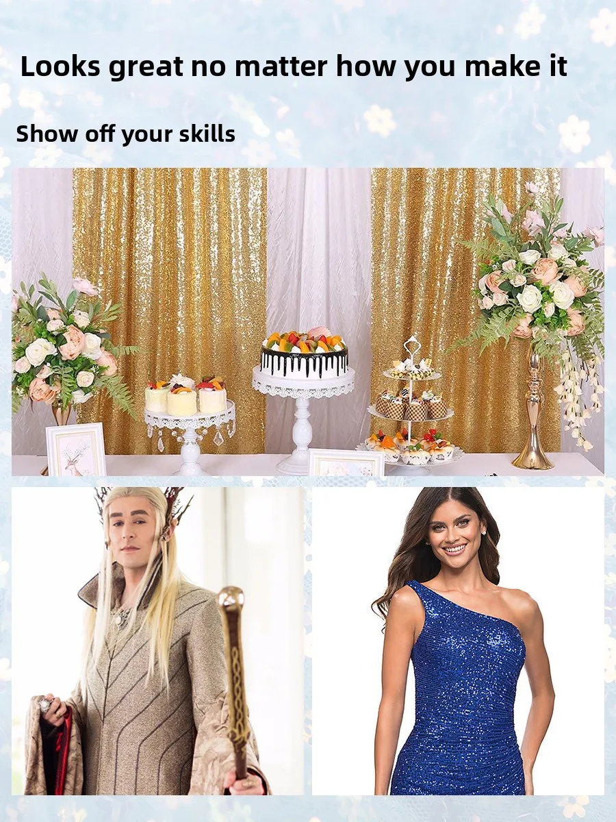 Wedding Decoration Small Plum Blossom Sequin Fabric Me Netting Baund ooting Stage Costume Material Home Sponge Pad