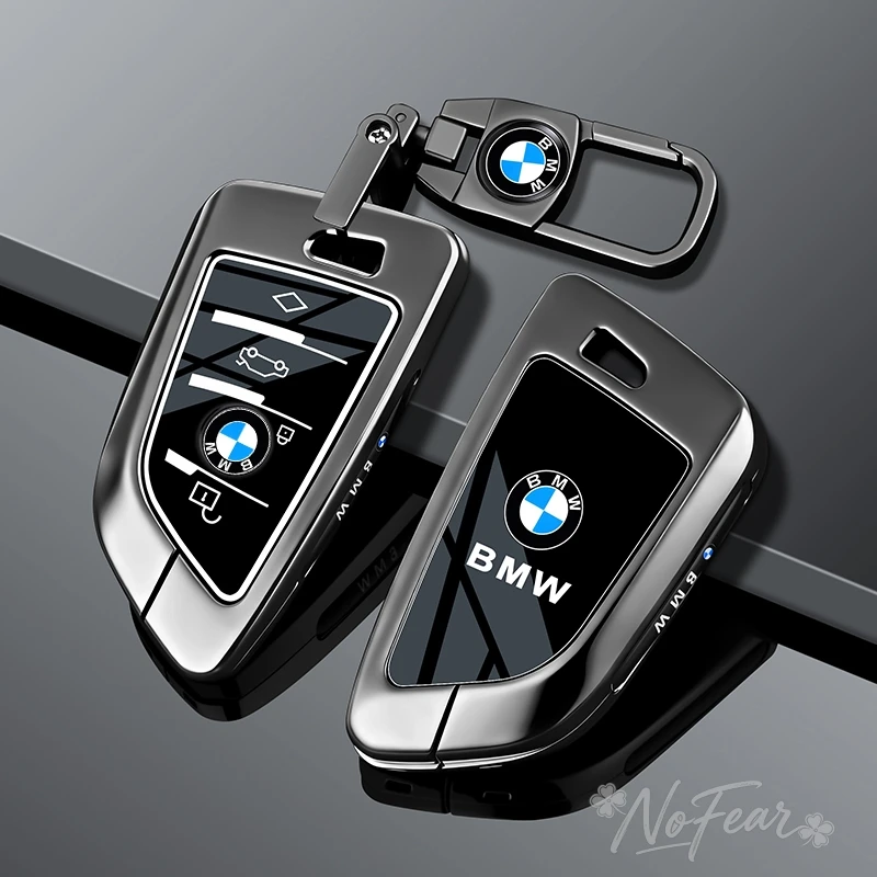 غطاء حماية مفتاح السيارة من سبائك الزنك لسيارات BMW الفئة 1 و2 و3 و4 و5 و6 و7 وX1 وX3 وX4 وX5 وX6 وX7 طرازات F20 وG20 وG30 وG05 وG11 وF15 وF16 وG01 وG02 وF48
