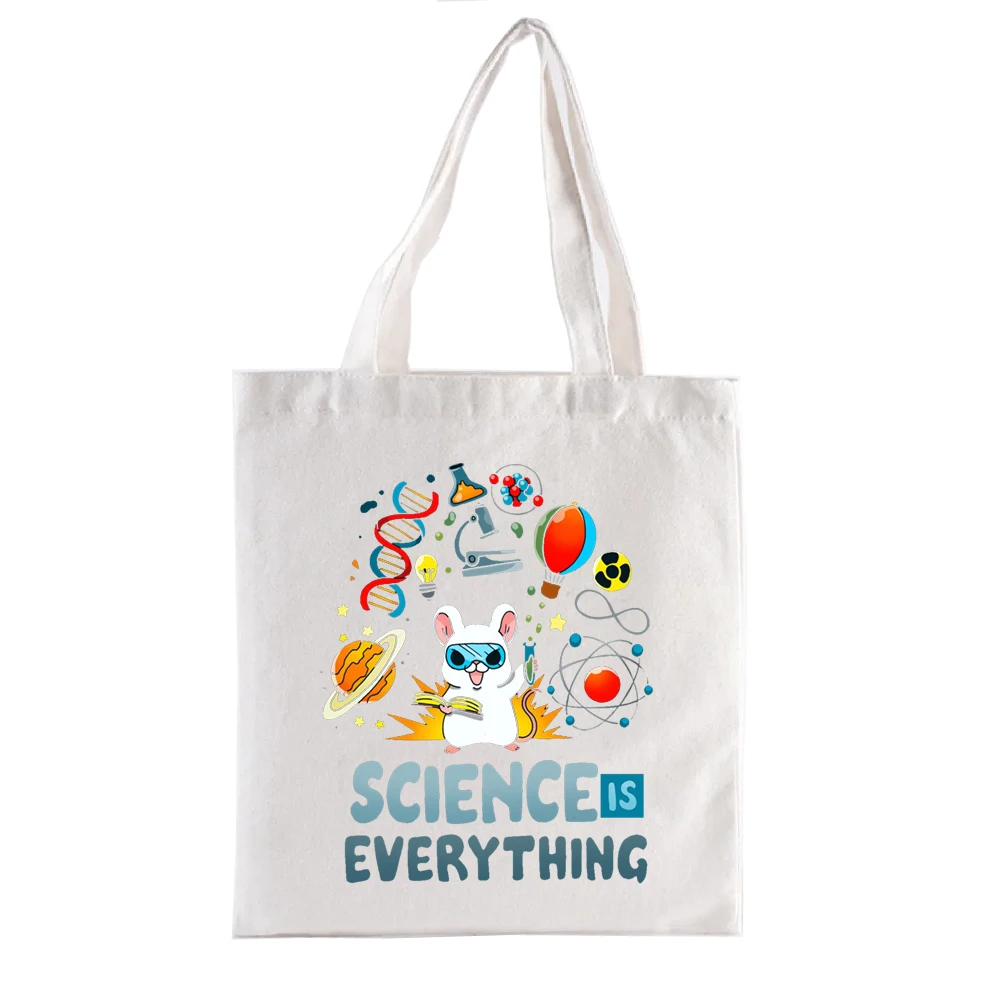 Science Graphic Print Shopping Bags Geek Series Literary Books Bag Shopper Female Handbags Woven Tote Women's Handbag Totebag