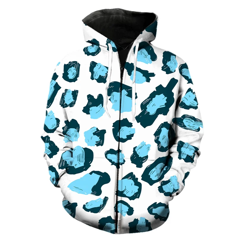 Nueva sudadera con capucha con cremallera y estampado de leopardo en 3D para hombres y niños, sudaderas con textura de piel de animal estilo Harajuku, sudaderas geniales de calle de manga larga de gra