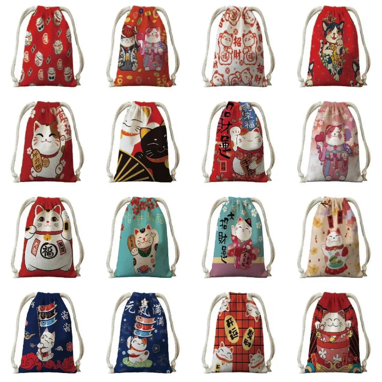 

Digital printing band of travel canvas canvas wealth cat pattern backpack travel bag