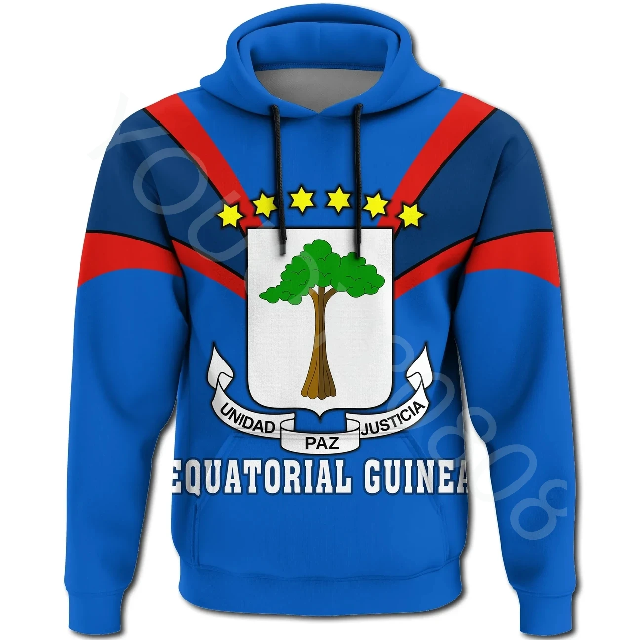 

African Region Country Flag Harajuku Men's Zip Shirt Printed Street Hoodie Equatorial Guinea Hoodie - Rocky Style