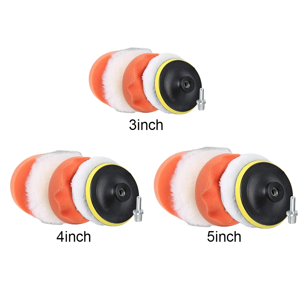 3/4/5 Inch Drill Car Polisher Wool Car Polishing Sponge Pads Kit Reusable Polishing Machine Wax Pads ing Waxing Clean Polish