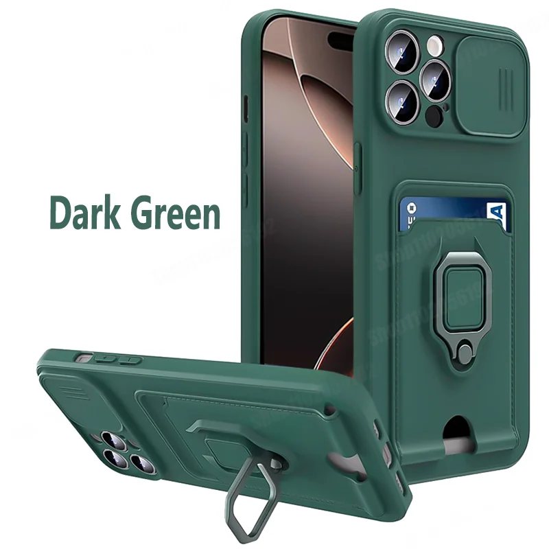 Enhanced Slide Camera Armor Case with Card Slot & Magnetic Ring Holder - Premium Protective Cover