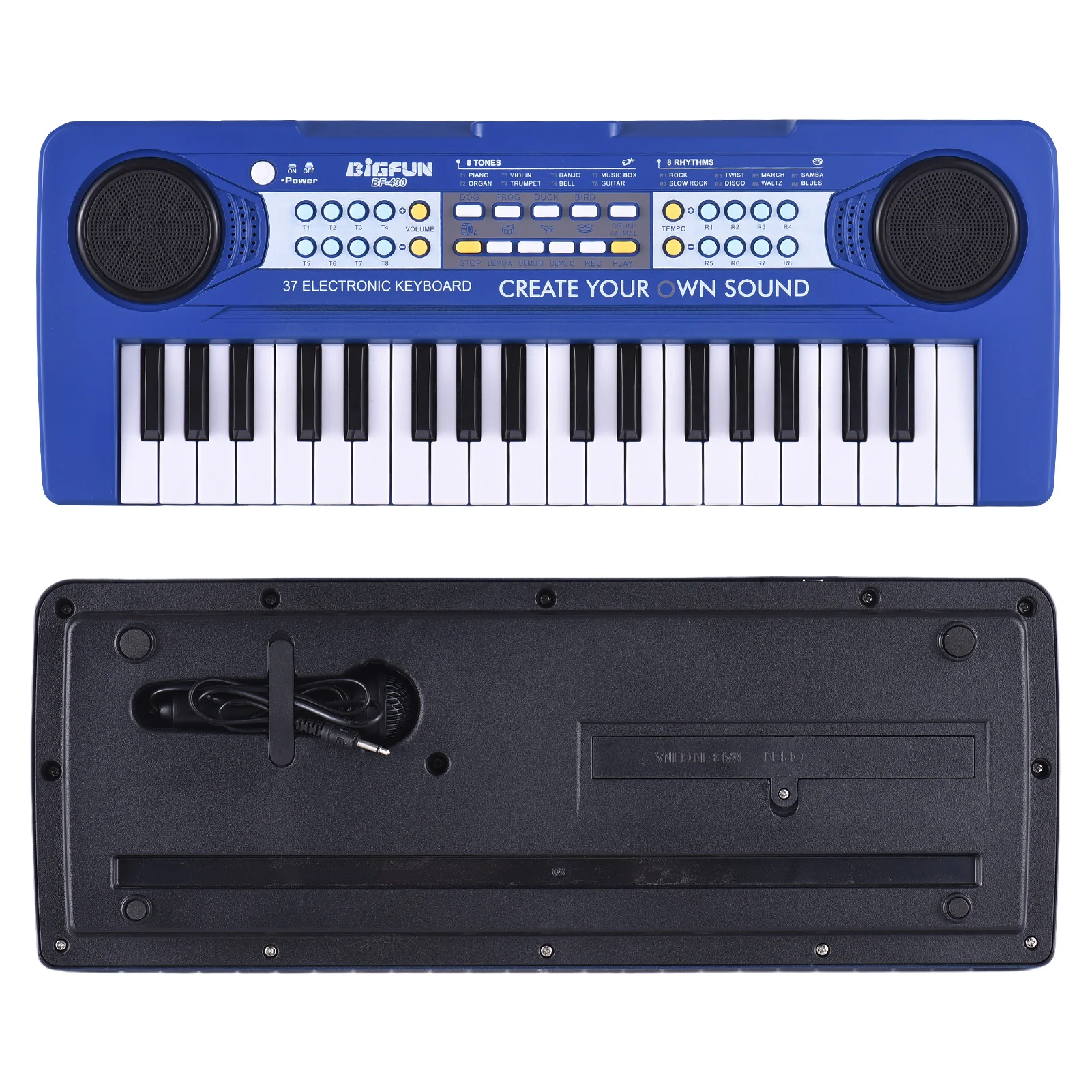 BIGFUN 37 Key Electronic Keyboard Piano 8 Tones 8 Rhythms 4 Percussion 6 Demos Dual Speaker Musical Instrument for Beginners