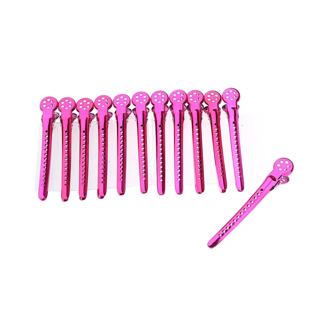 12Pcs Stainless Steel Hair Clips Professional Salon Sectioning Curling Grips Pins Hairdressing Tools , 5 Colors Optional