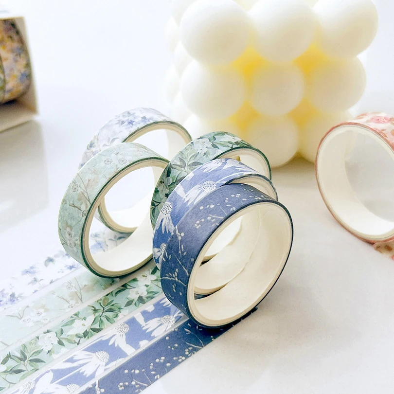 5Pcs Flowers Washi Tape Scrapbooking Supplies Washitape Spring Journal Diary Decoration Cinta Adhesiva Decorativa Washi Tapes 4