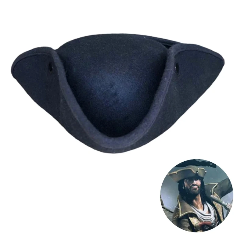 Stage Show Pirate Tricorne Hat for Cosplay Party Halloween Theme Party Cocked Role Play Pirate Costume fashion hat