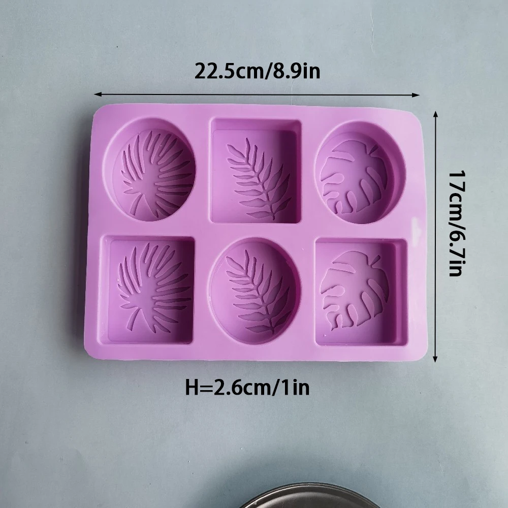6 Cavity Oval Square Soap Mold Silicone Handmade Craft Soap Making Various Plant Leaves Bathing Tools