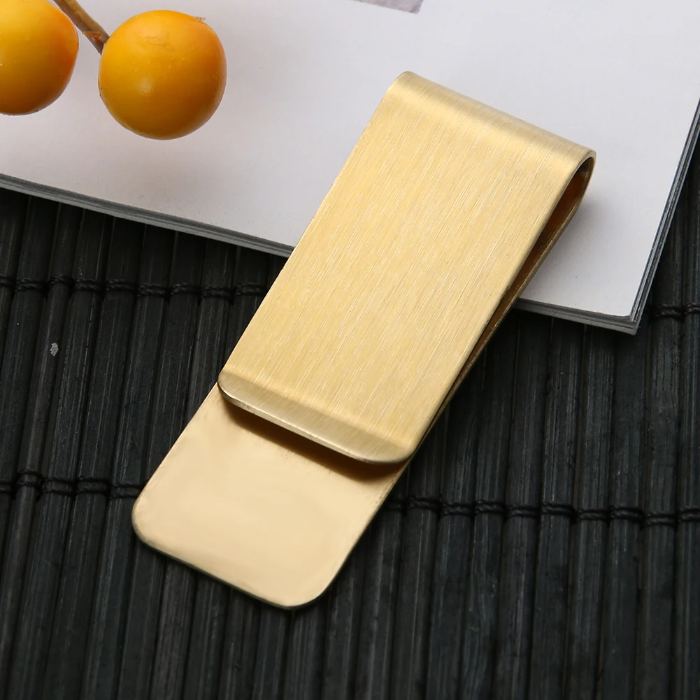 Metal Money Clip Vintage Solid Brass 1.5mm Thickness Wallet Men Cash Bill Clamp Holder ID Credit Card Folder For Male Mini Purse