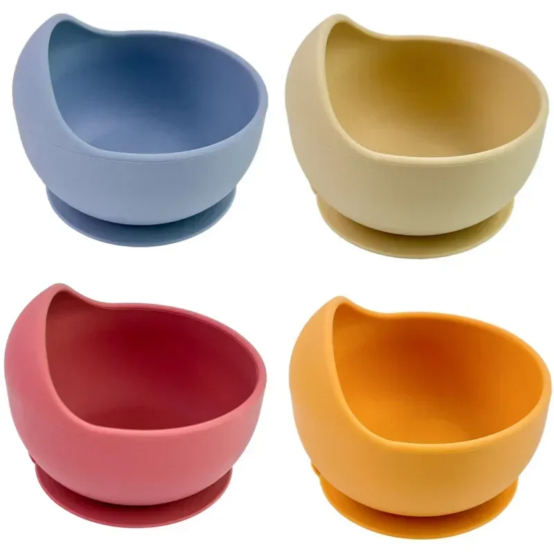 Silicone Baby Bowls Training Spoons Set Baby Suction Bowl and Utensils Toddler Self Feeding Feeding Set 3PCS