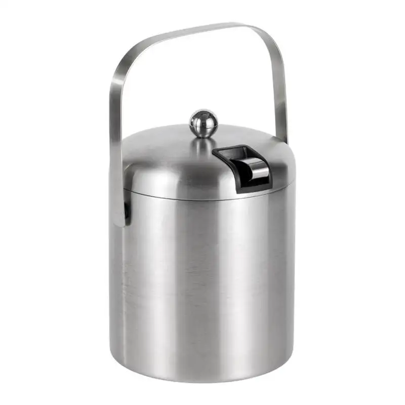 

Stainless Steel Double Layer Ice Bucket 1.3L Insulated Ice Bucket With Lid Champagne Bucket Cooler Buckets Ice Barrel Party Bar