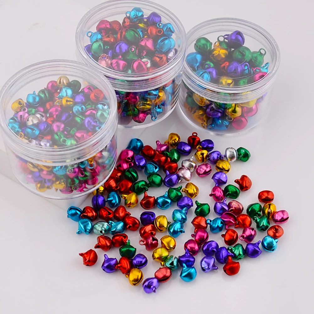 50-300pcs Christmas Jingle Bells 8-14mm Colorful Christmas Crafts Jingle Bells New Year Ornament Gift Mix Colors Loose Beads