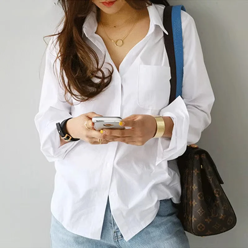 Elegant White Long Sleeve Casual Blouse for Women