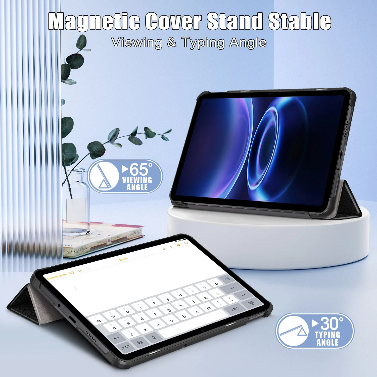 Enhanced PU Leather Flip Magnetic Tri-Folding Shockproof Tablet Case with Auto Sleep/Wake Feature