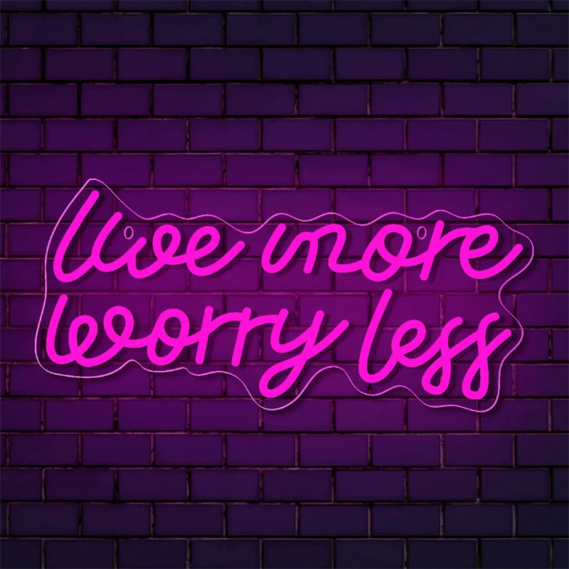 

Live More Worry Less LED Neon Light Sign Acrylic Letters Neon Sign USB For Home Bedroom Shop Bar Club Wall Art Decor LED Sign