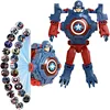 Disney Spiderman 24 Projection Patterns Children Watches for Boy Deformation Robot Projection Electronic Clock Kids Christmas 5