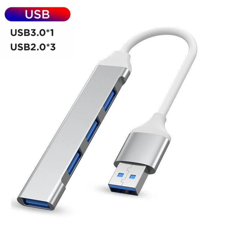 High-Speed USB-A to Type-C 4-Port Hub Adapter with 5Gbps Data Transfer