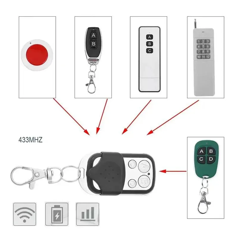 5/10 PCS Wireless Metal 4 Button 433MHz Remote for Electric Garage Door Copy