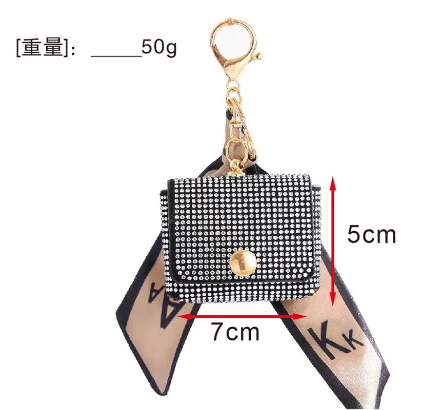 New Zero Wallet Set with Diamond Mini Bag Keychain Pendant Silk Scarf Fashion Mouth Red Envelope Earphone Earline 6