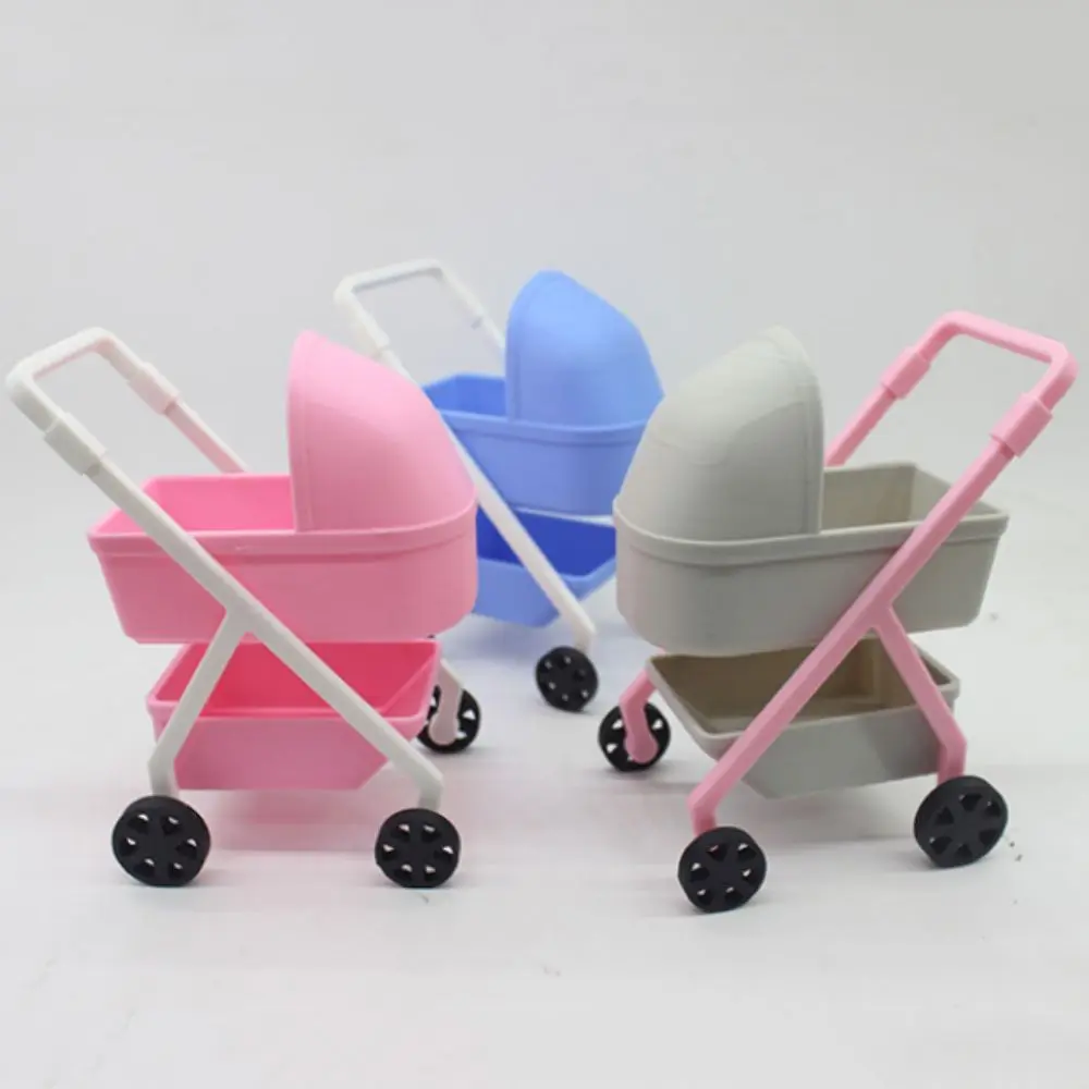 1:12 Dollhouse Baby Stroller Bedroom Scene Decor Miniature Baby Stroller Model Living Ornaments Simulation Baby Bassinet Cart