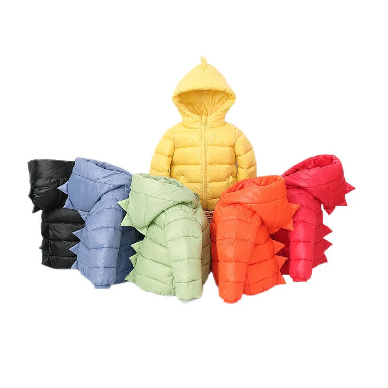 Baby Warm Outerwear Autumn Winter Children Down Cotton Jacket Boys Girls Fashion 3D Dinosaur Coat Toddler Hooded Clothing