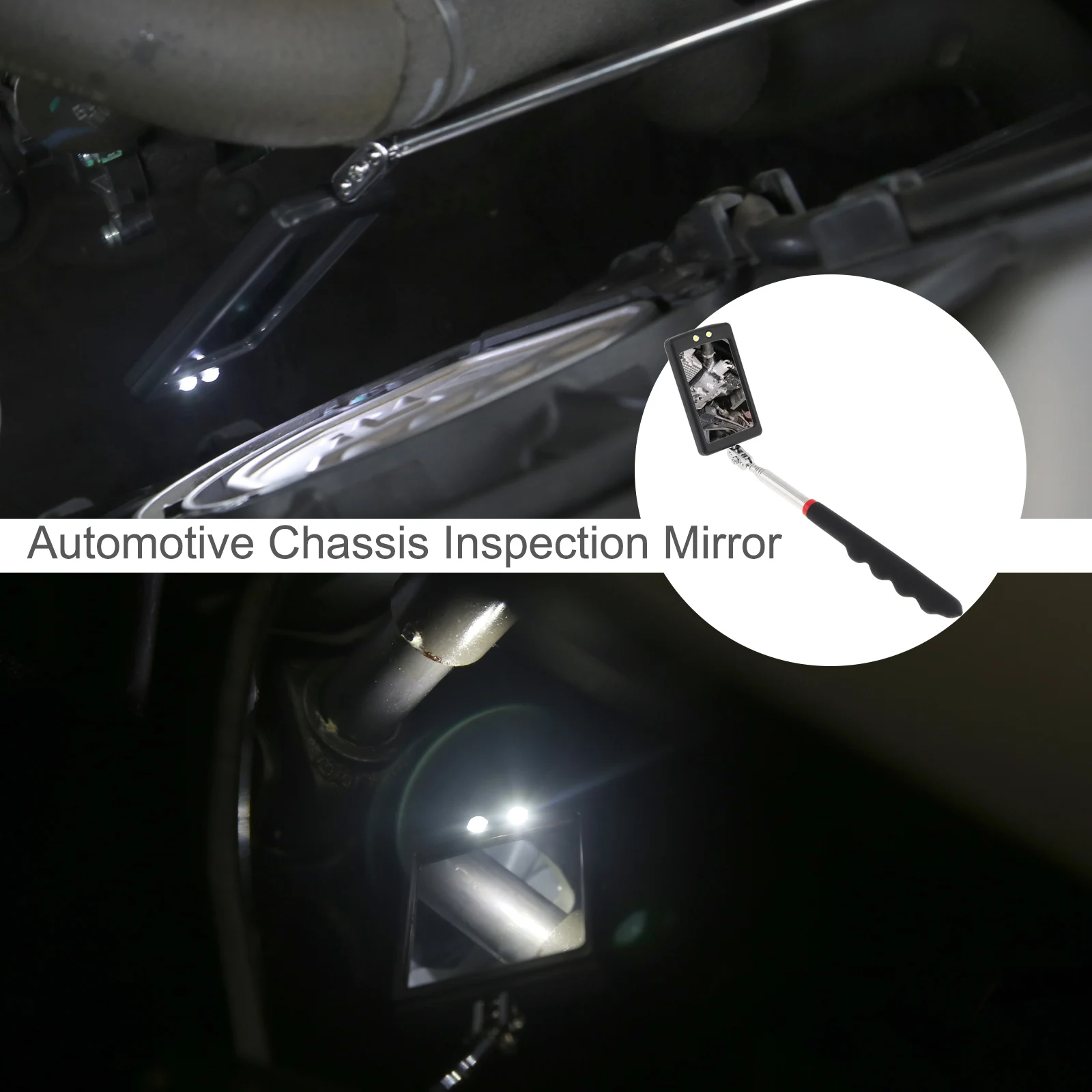 Car 360 Swivel Telescoping LED Light Flexible Inspection Mirror for Extra View Square Car Inspection Repair Tool Detection lens 4