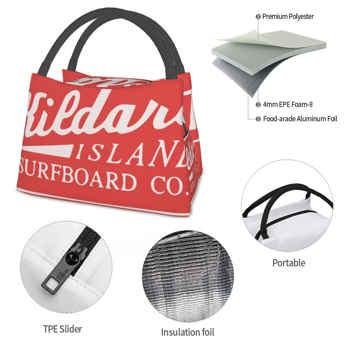 Kildare Island Surf Portable insulation bag for Cooler Thermal Food Office Pinic Container