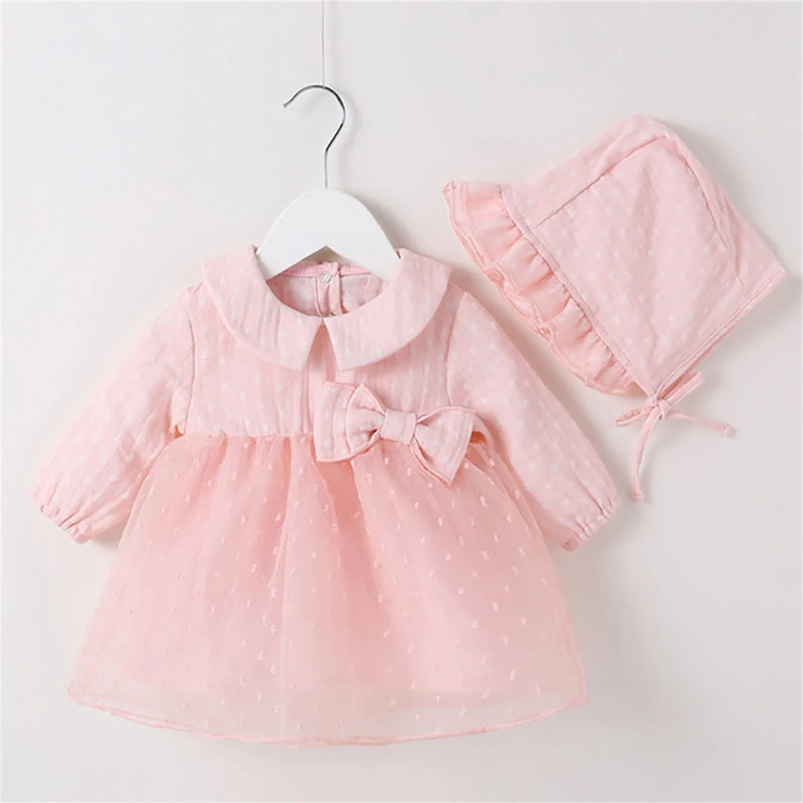

Newborn Infant Baby Girls Spring Summer Tulle Solid Long Sleeve Birthday Party Romper Princess Long Sleeve Romper for Girls