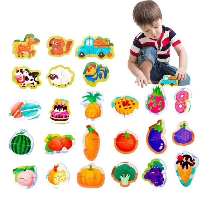 

Preschool Puzzle Toy Cartoon Shape Matching Wooden Puzzles Learning Education Toy For Interaction Gift Playground Early