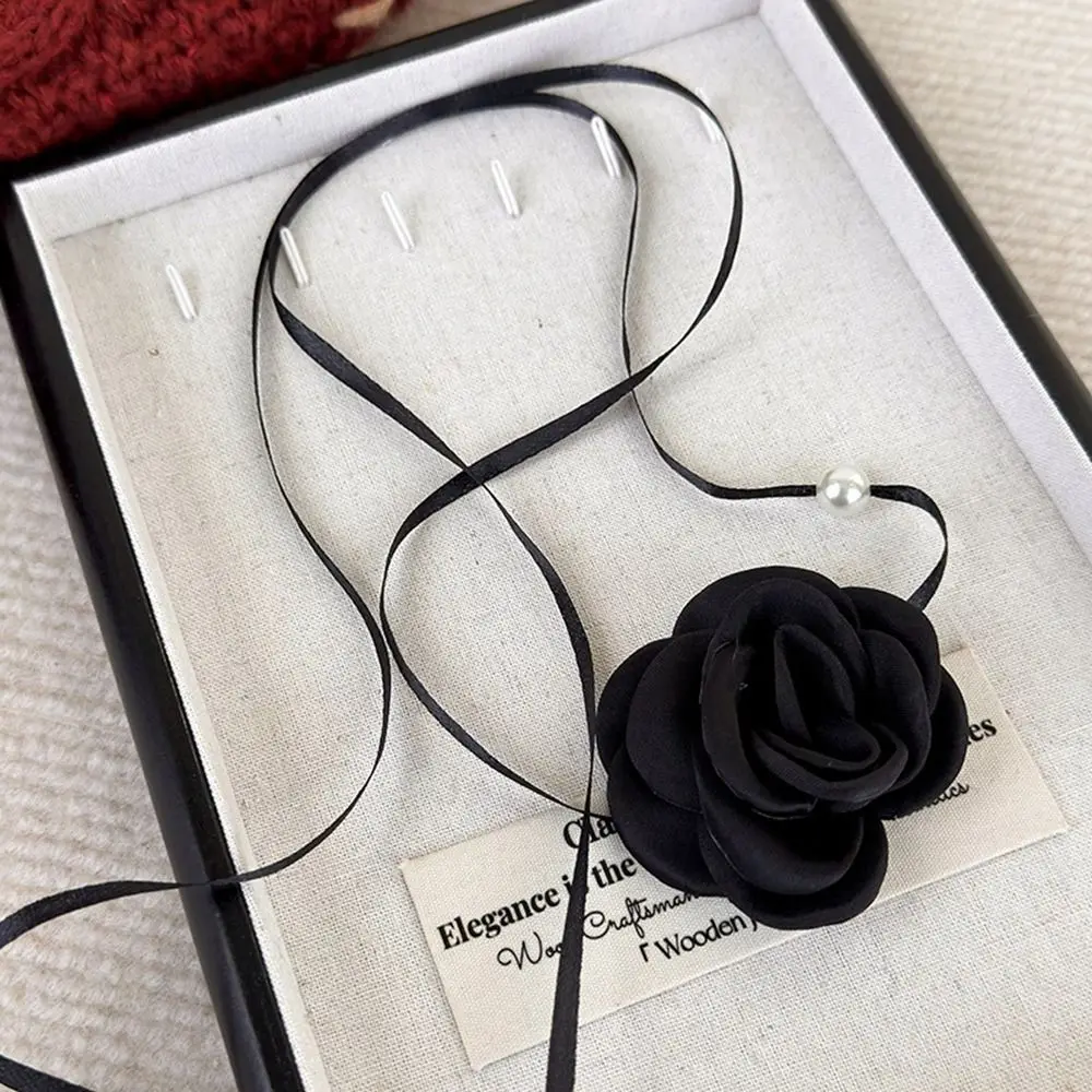 Cloth Rose Flower Adjustable Necklace for Women